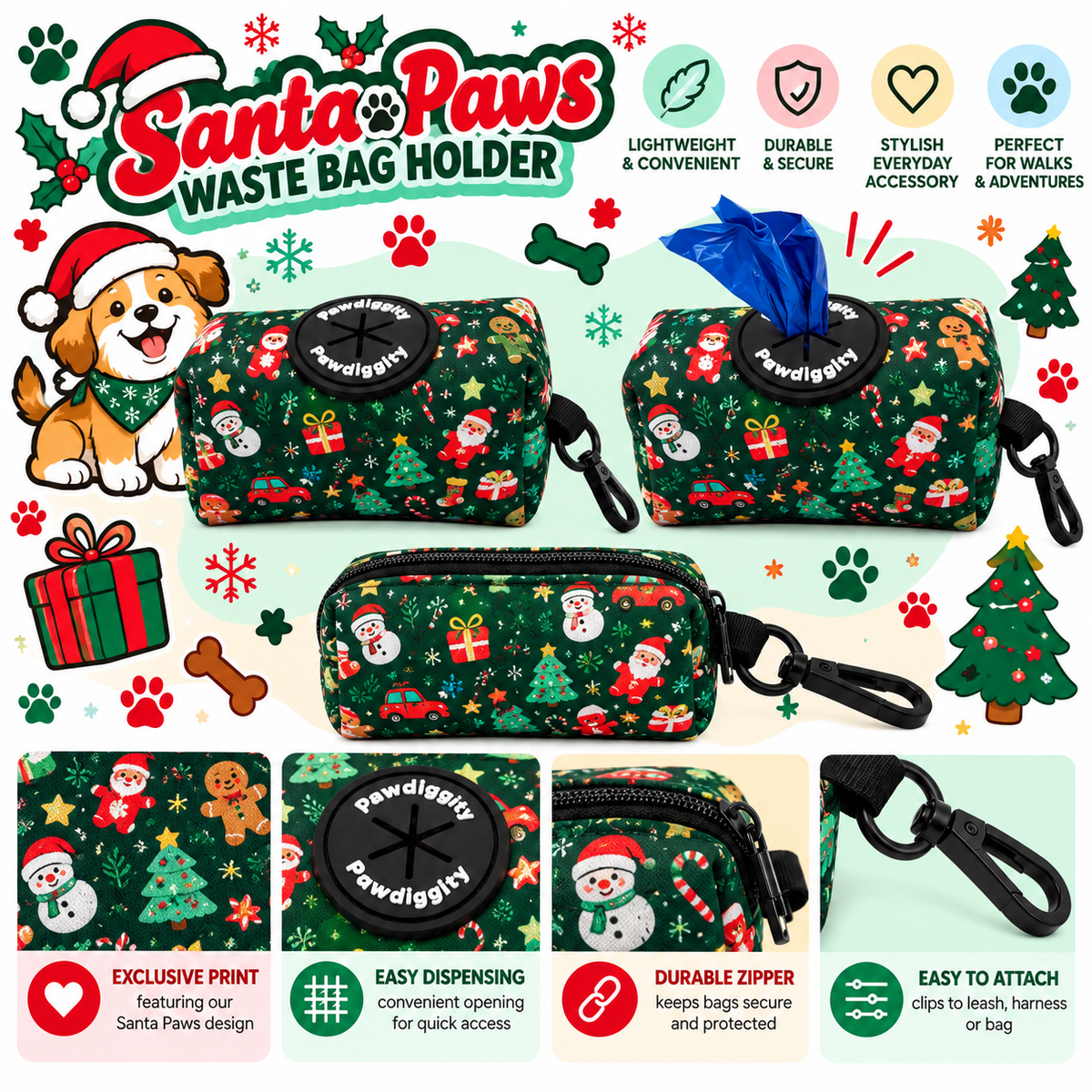 Santa Paws Waste Bag Holder