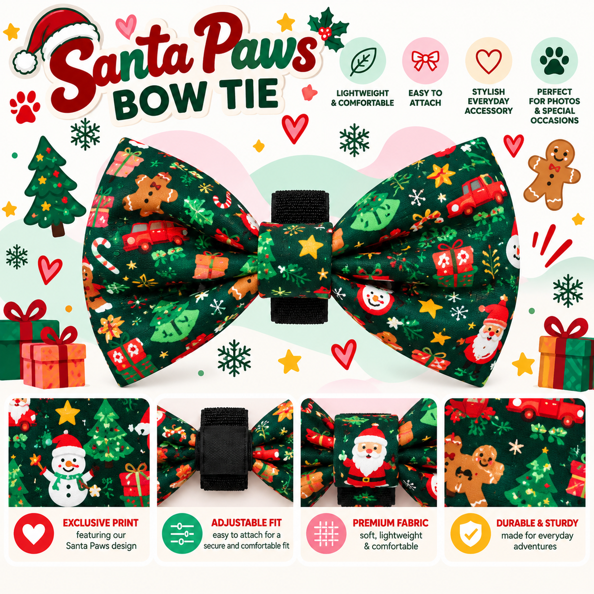 Santa Paws Bow Tie