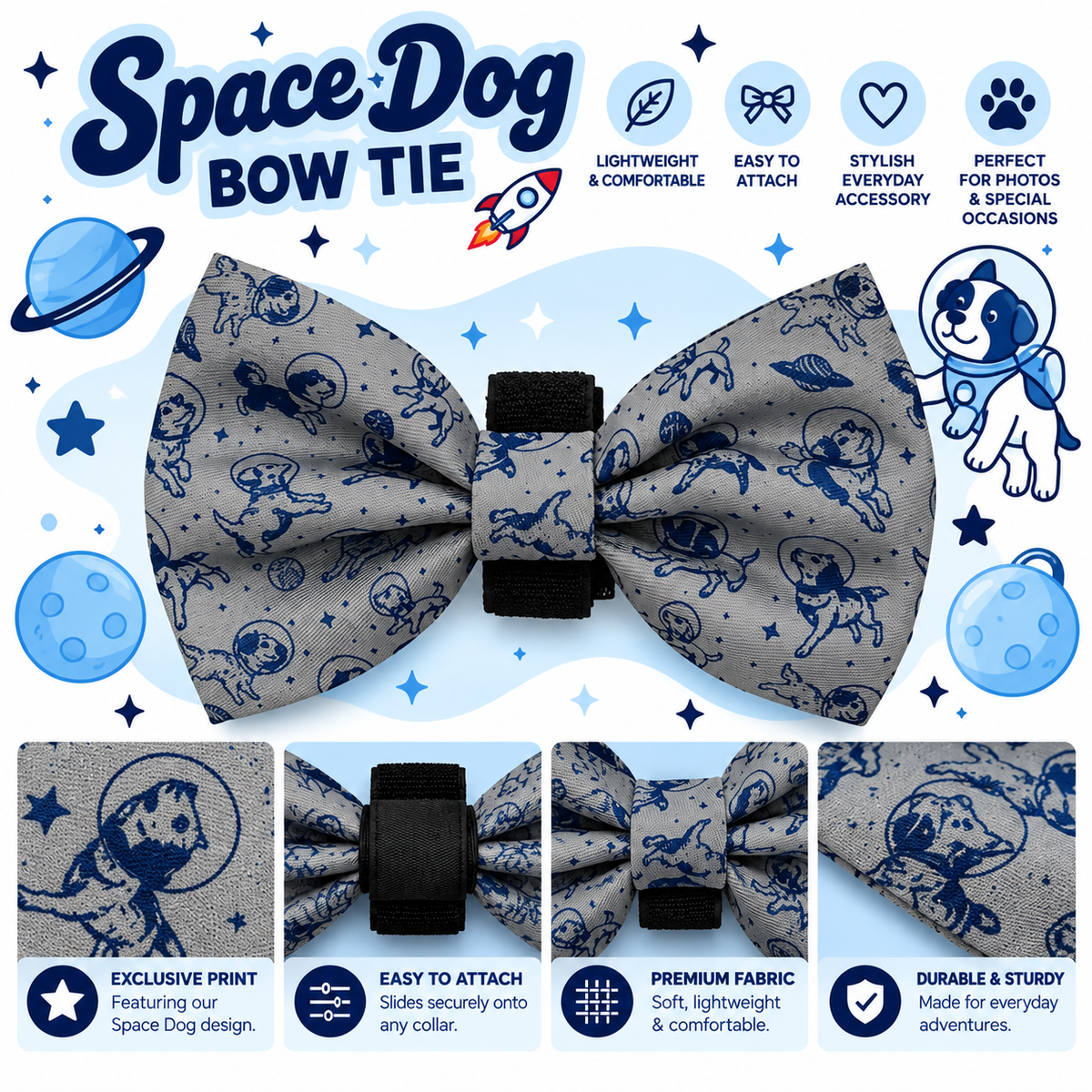 Space Dog Bow Tie