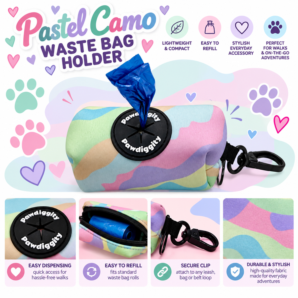 Pastel Camo Waste Bag Holder